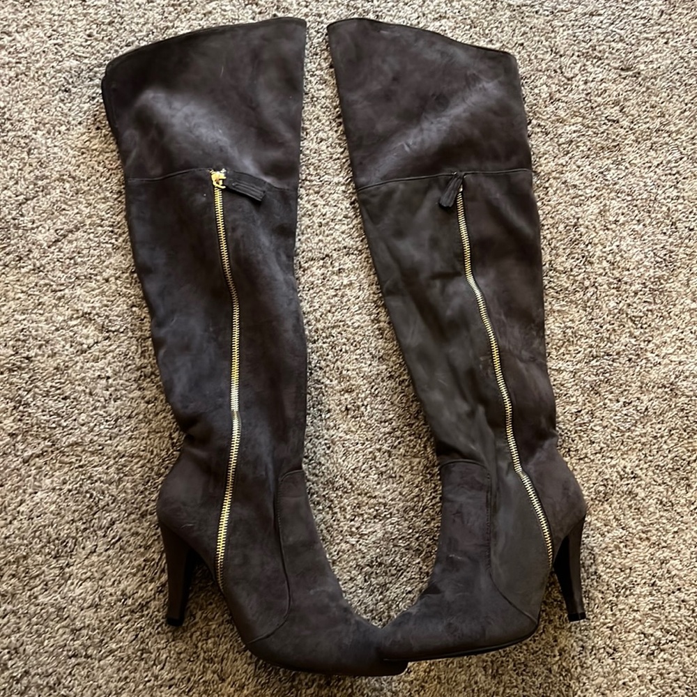 Gray over the knee boot